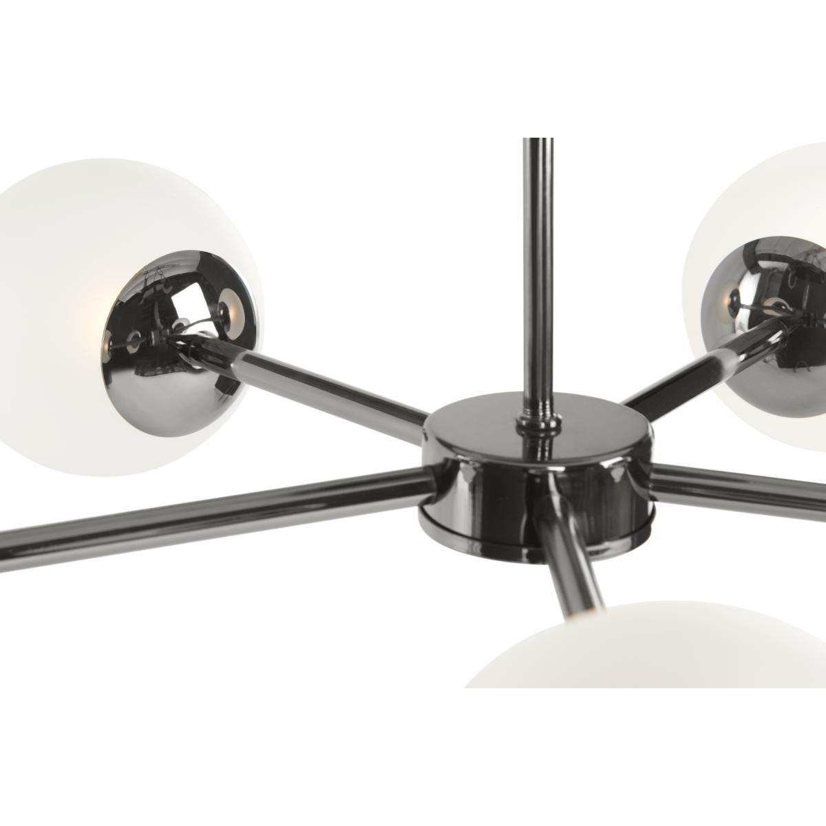 Globe Large Flush Pendant, Black Nickel and Frosted Glass – image 4