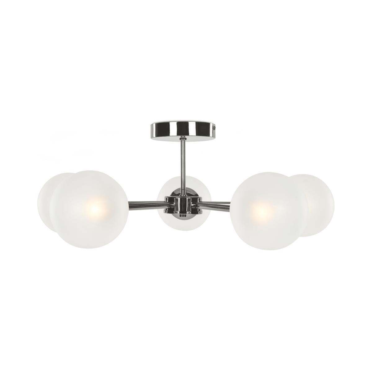 Globe Large Flush Pendant, Black Nickel and Frosted Glass – image 5
