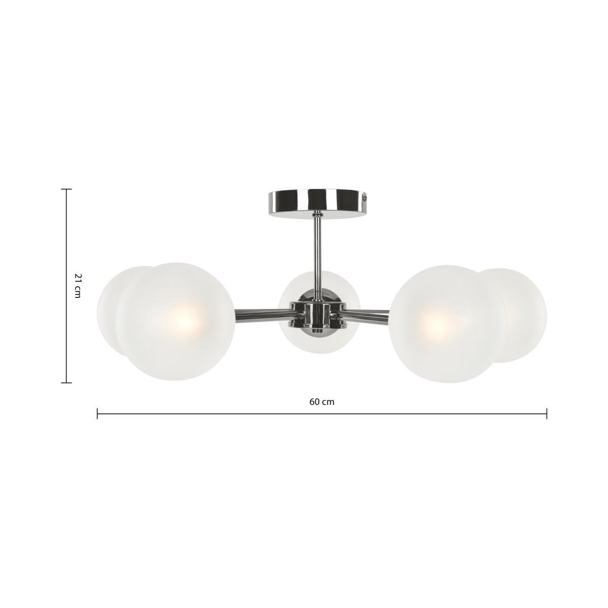 Globe Large Flush Pendant, Black Nickel and Frosted Glass – image 7