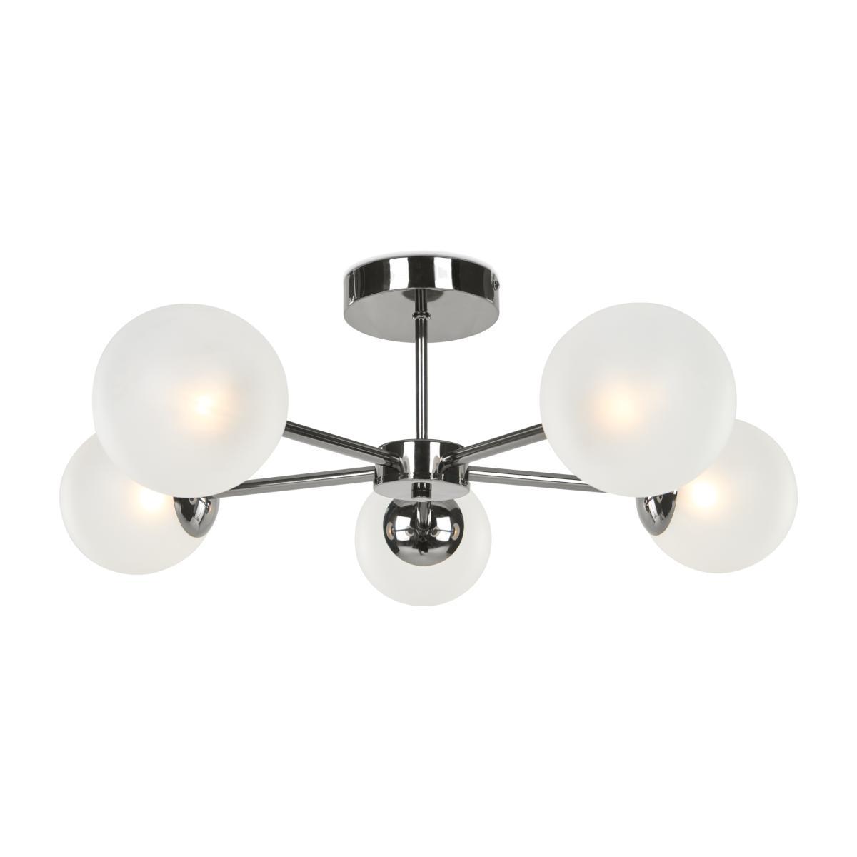 Globe Large Flush Pendant, Black Nickel and Frosted Glass – image 1