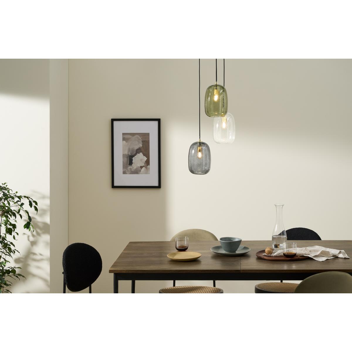 Lykke 3 Light Cluster Chandelier Pendant, Green Multi & Brass – image 3