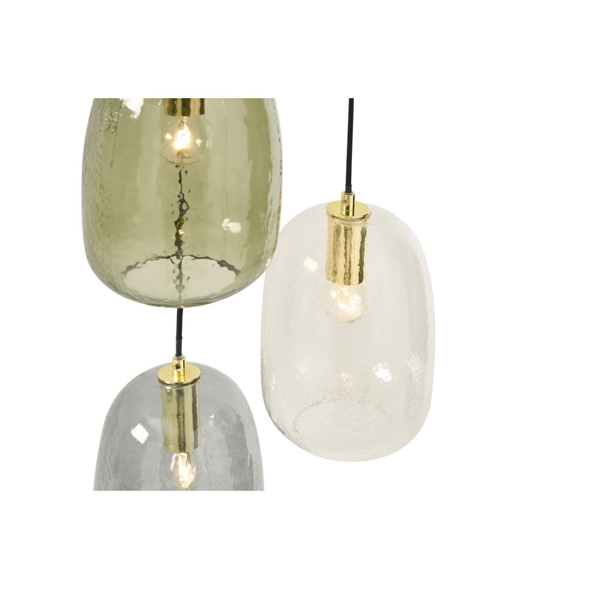 Lykke 3 Light Cluster Chandelier Pendant, Green Multi & Brass – image 5