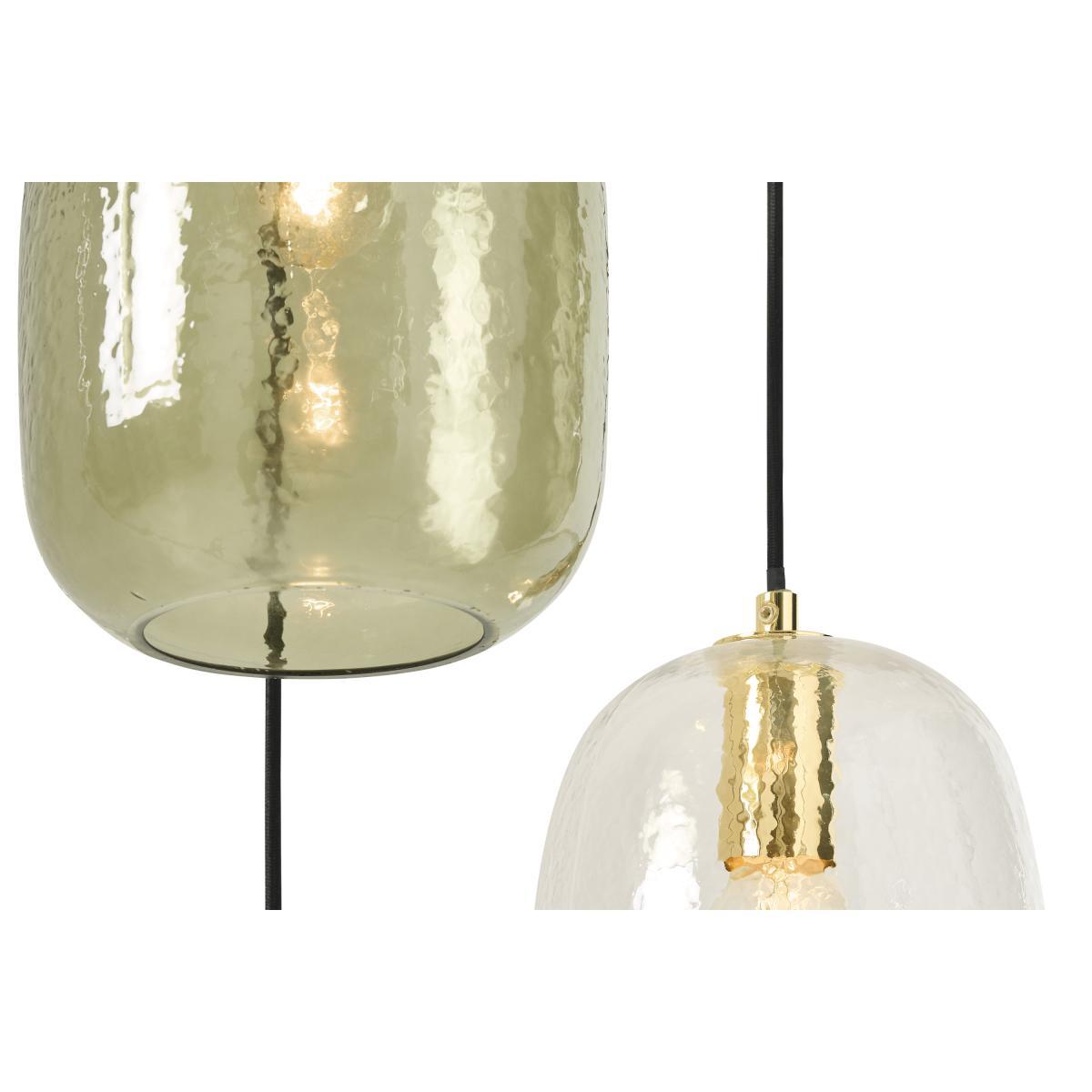 Lykke 3 Light Cluster Chandelier Pendant, Green Multi & Brass – image 7