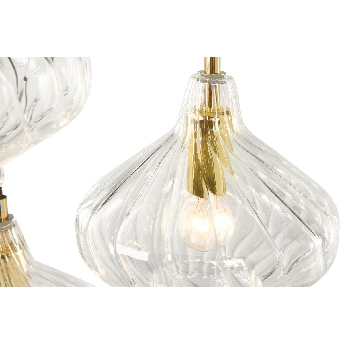 Kaleido Cluster Pendant Light, Clear Glass and Brass – image 5