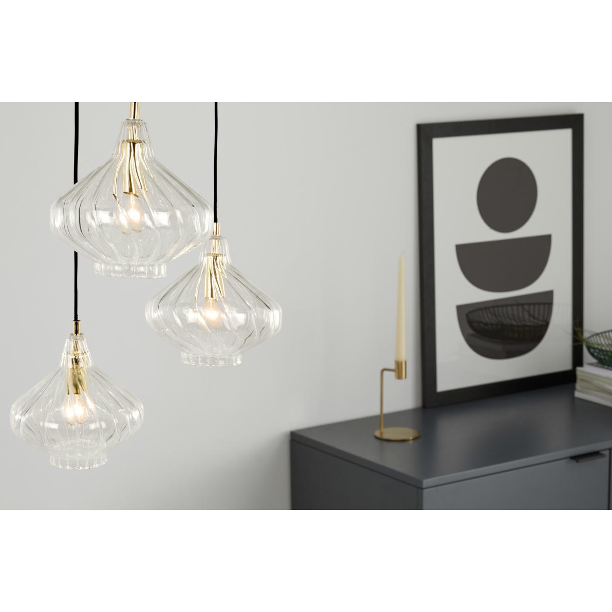 Kaleido Cluster Pendant Light, Clear Glass and Brass – image 6
