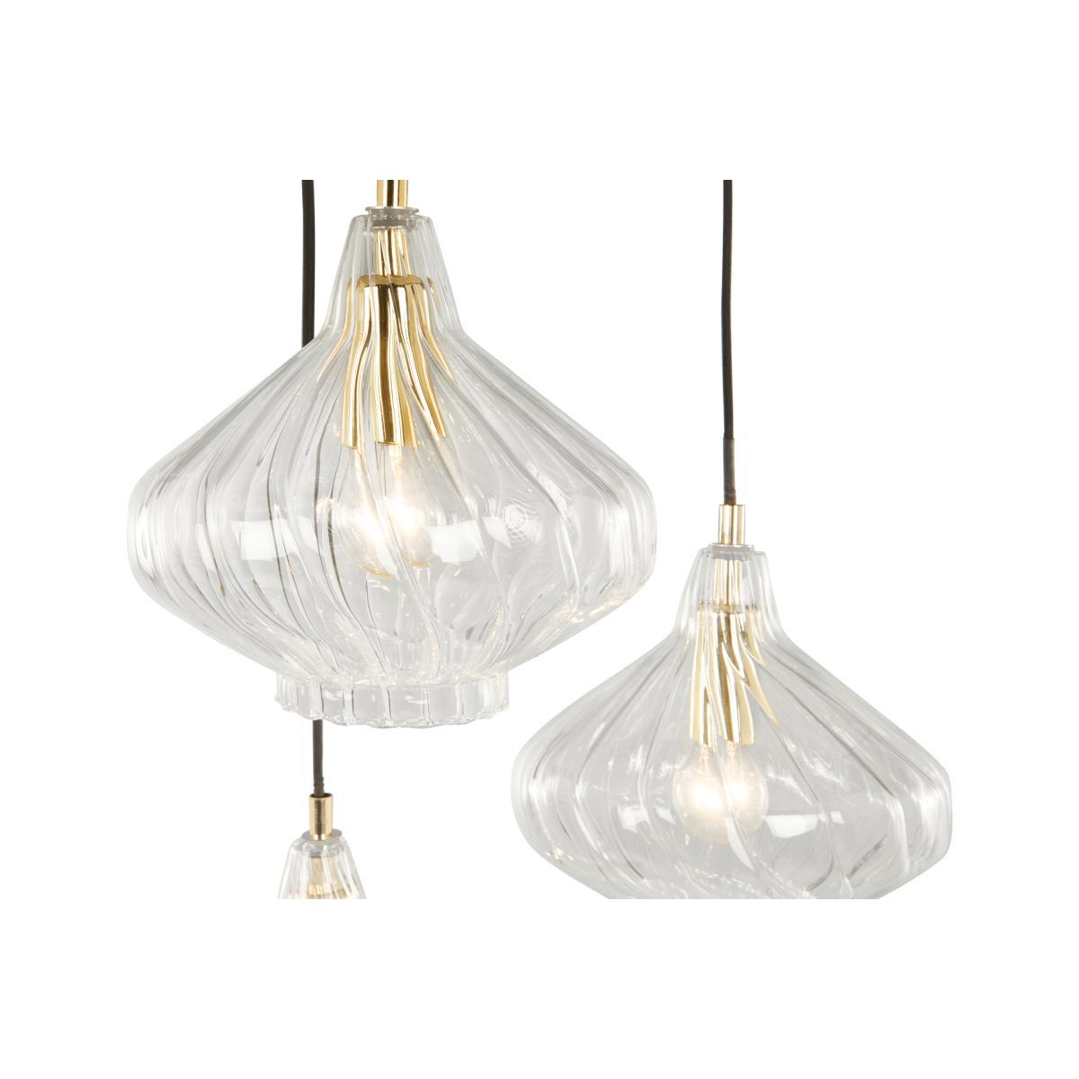Kaleido Cluster Pendant Light, Clear Glass and Brass – image 8