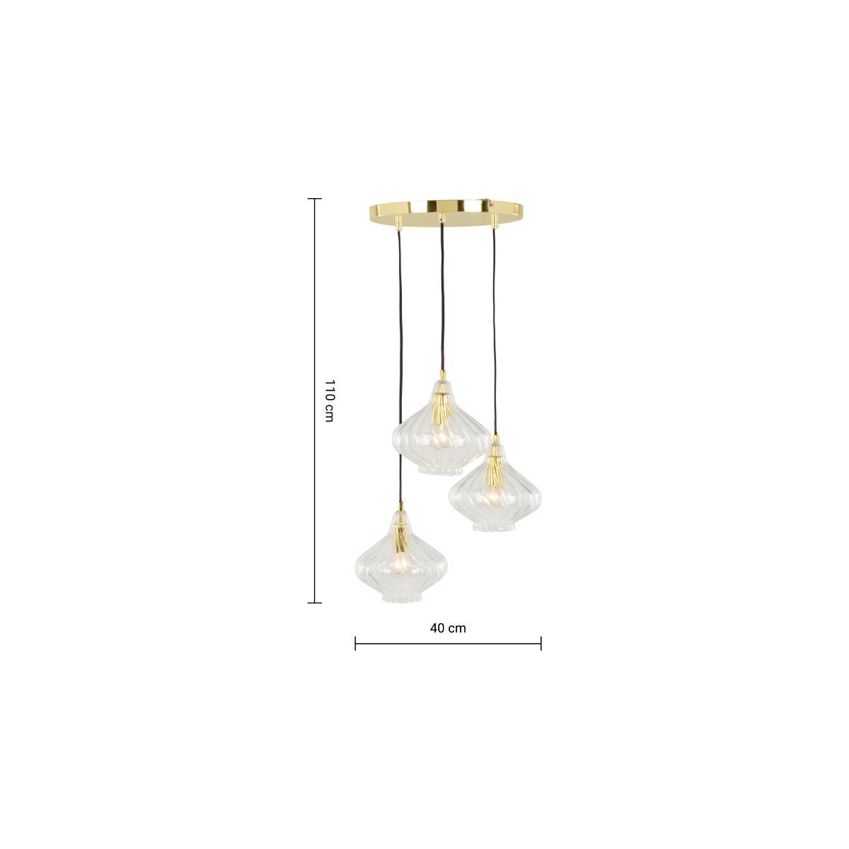 Kaleido Cluster Pendant Light, Clear Glass and Brass – image 9