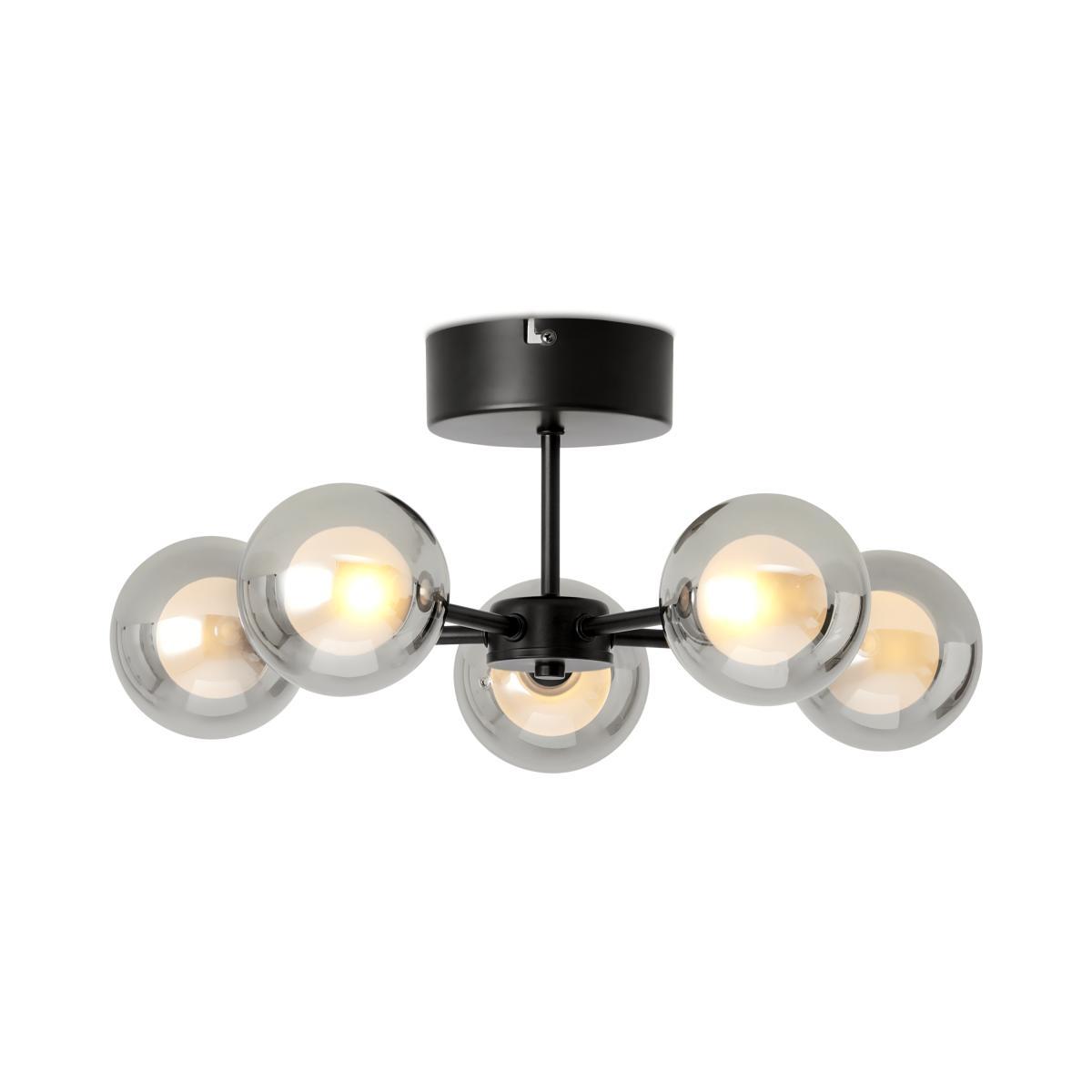 Masako LED 5 Light Flush Ceiling Lamp, Smoked & Opal Glass – image 2