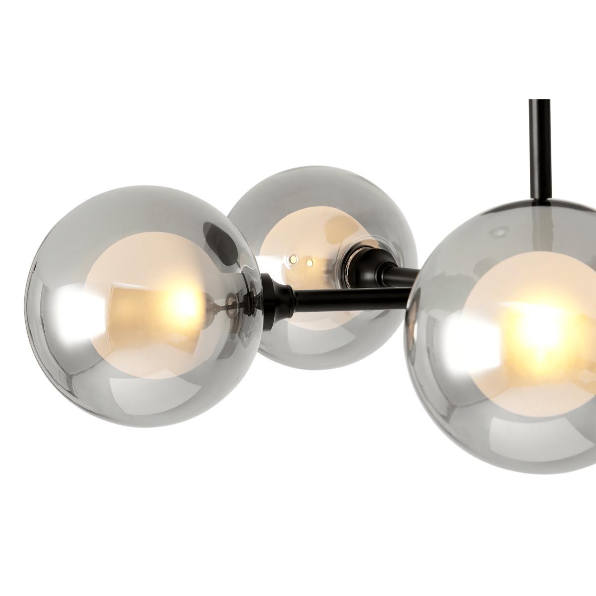 Masako LED 5 Light Flush Ceiling Lamp, Smoked & Opal Glass – image 6