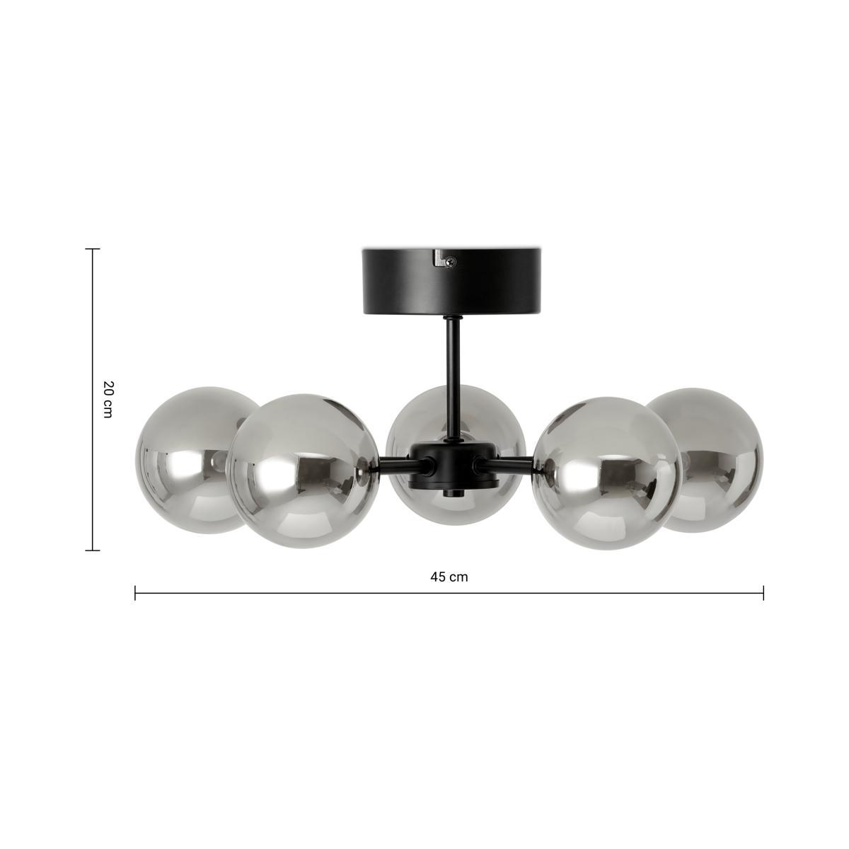 Masako LED 5 Light Flush Ceiling Lamp, Smoked & Opal Glass – image 7