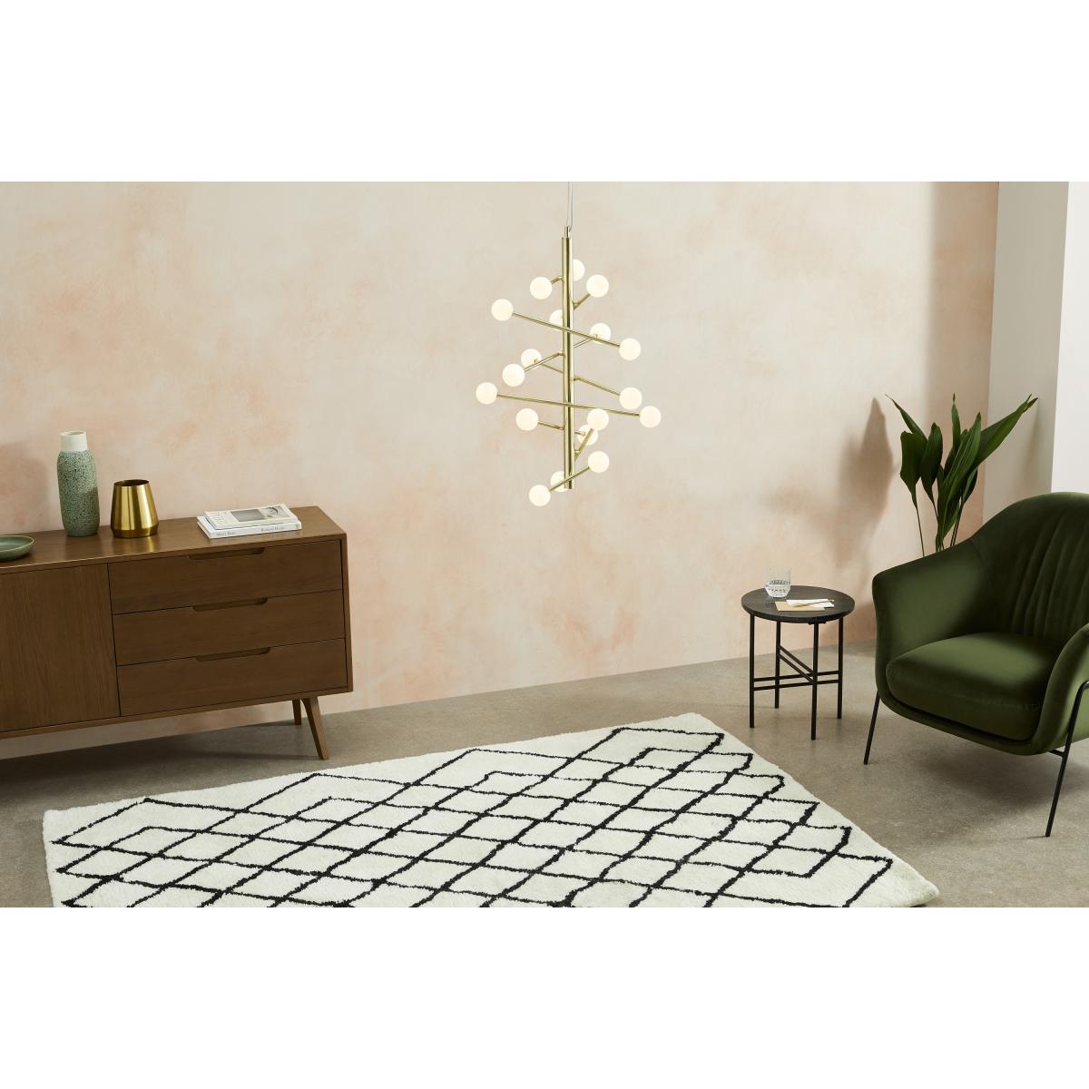 Pyrite 18 Light Pendant Chandelier, Brass & Opal Glass – image 3