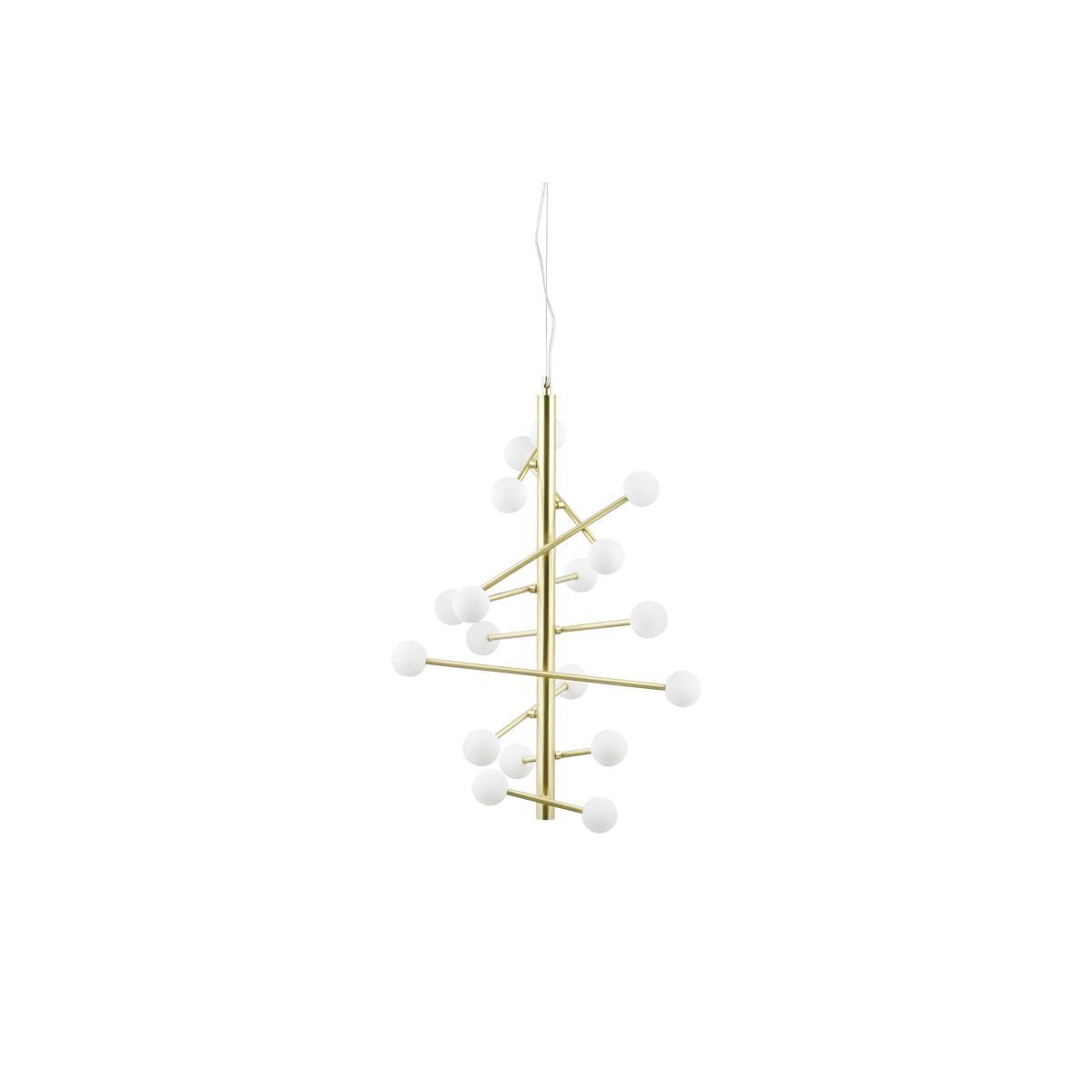 Pyrite 18 Light Pendant Chandelier, Brass & Opal Glass – image 5