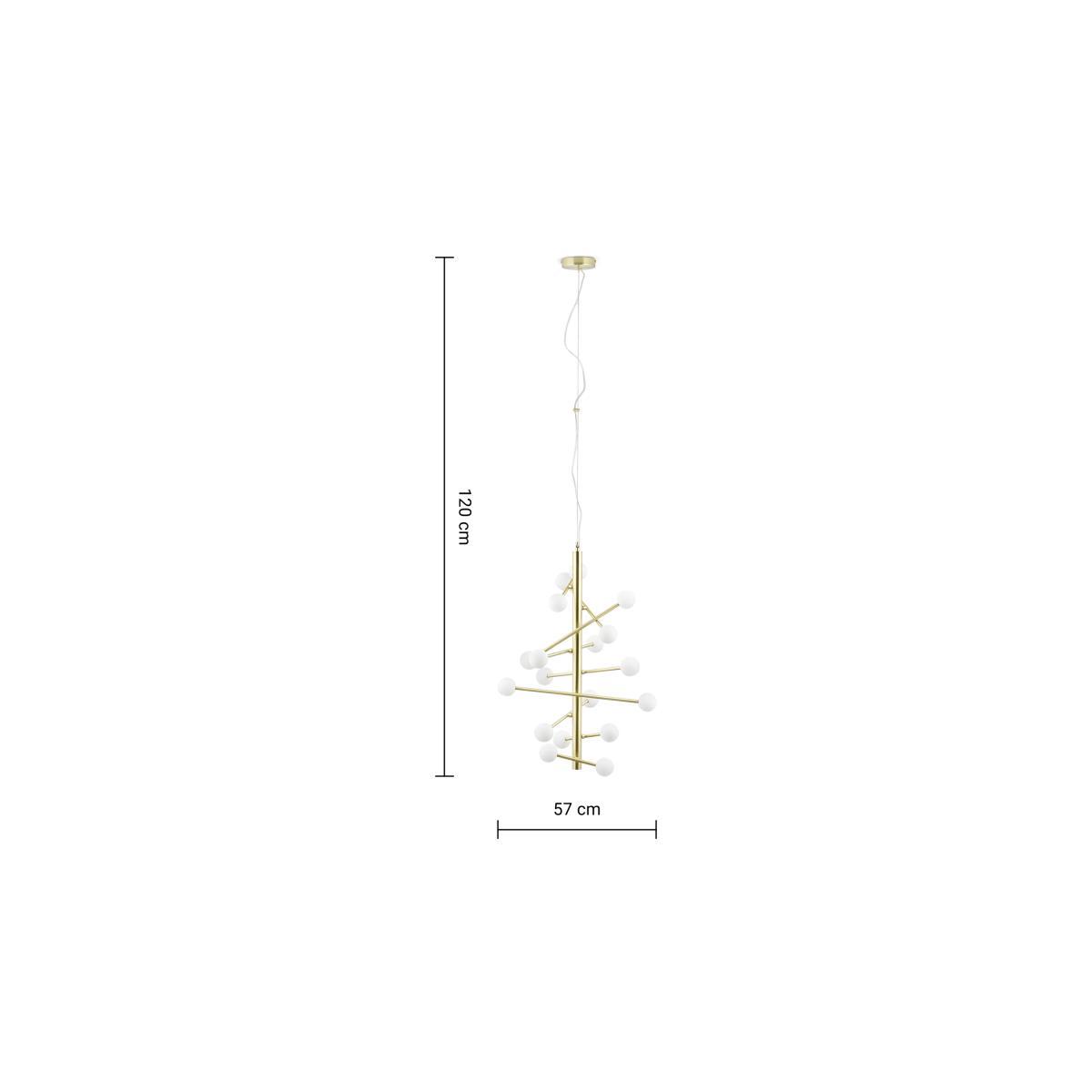 Pyrite 18 Light Pendant Chandelier, Brass & Opal Glass – image 8