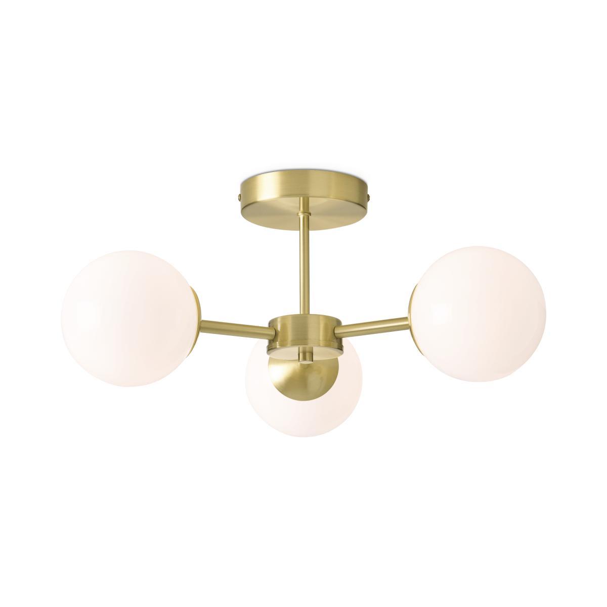 Globe Flush Pendant, Brushed Brass & Opal Glass – image 2