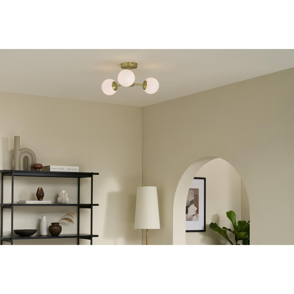 Globe Flush Pendant, Brushed Brass & Opal Glass – image 3