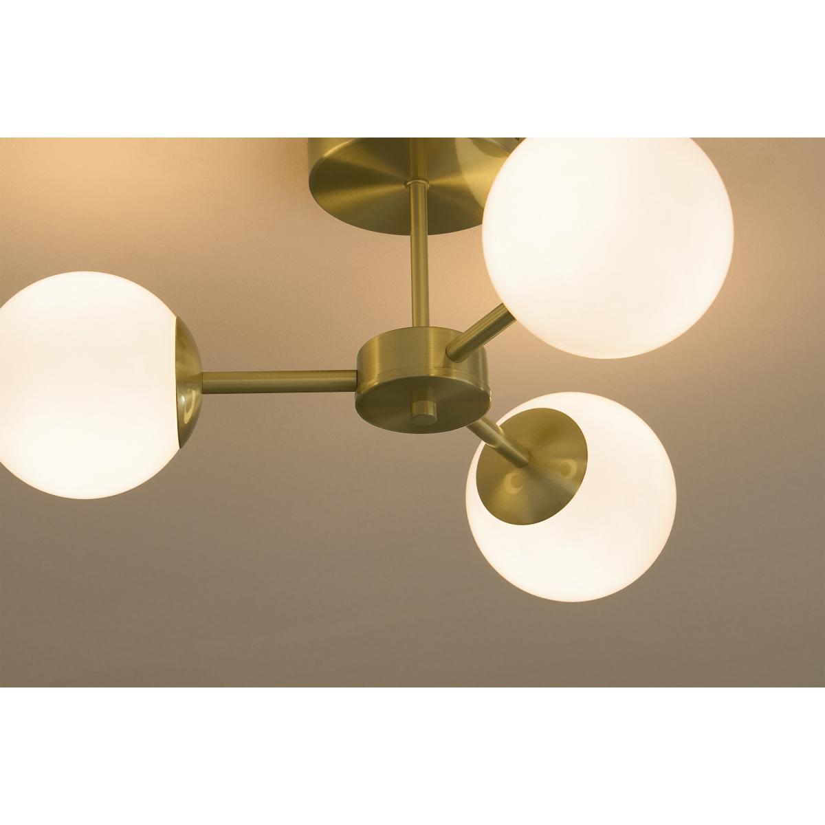Globe Flush Pendant, Brushed Brass & Opal Glass – image 4