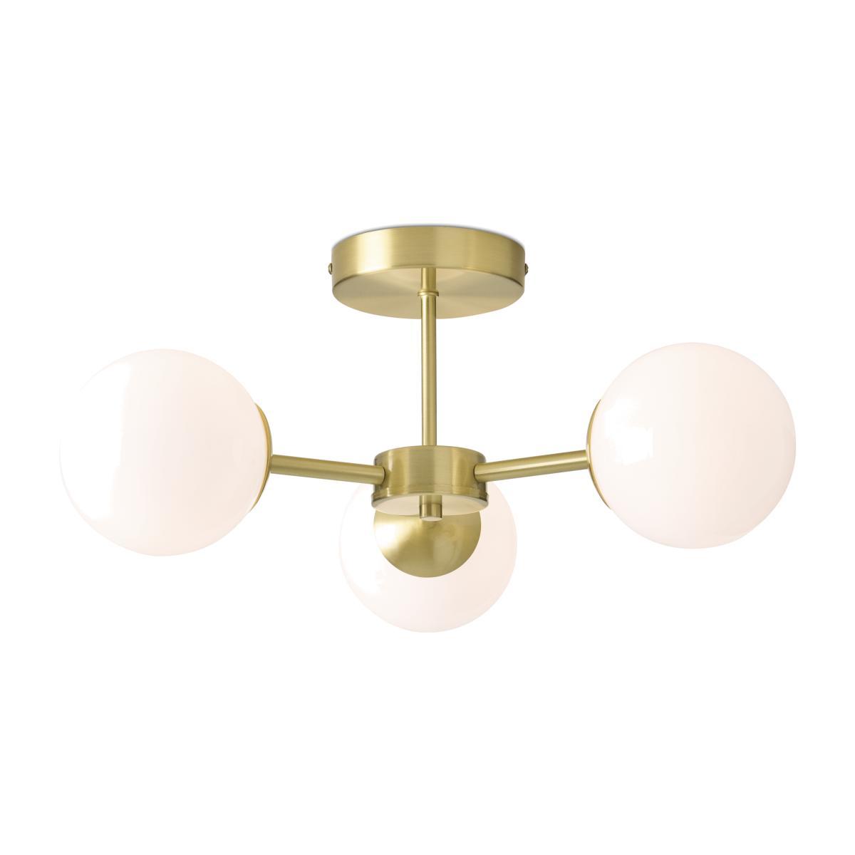 Globe Flush Pendant, Brushed Brass & Opal Glass – image 1