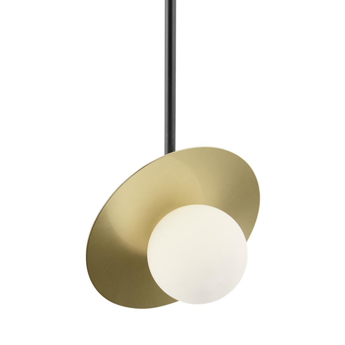 Amira Disc Pendant Lamp, Opal Glass & Brass – image 2