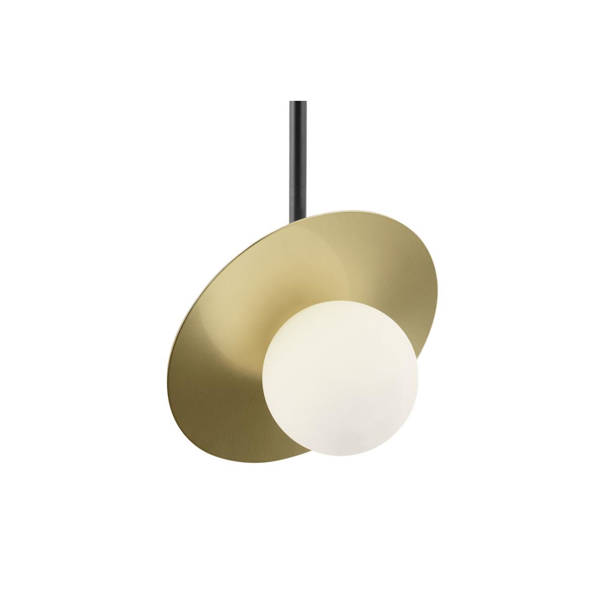 Amira Disc Pendant Lamp, Opal Glass & Brass – image 3