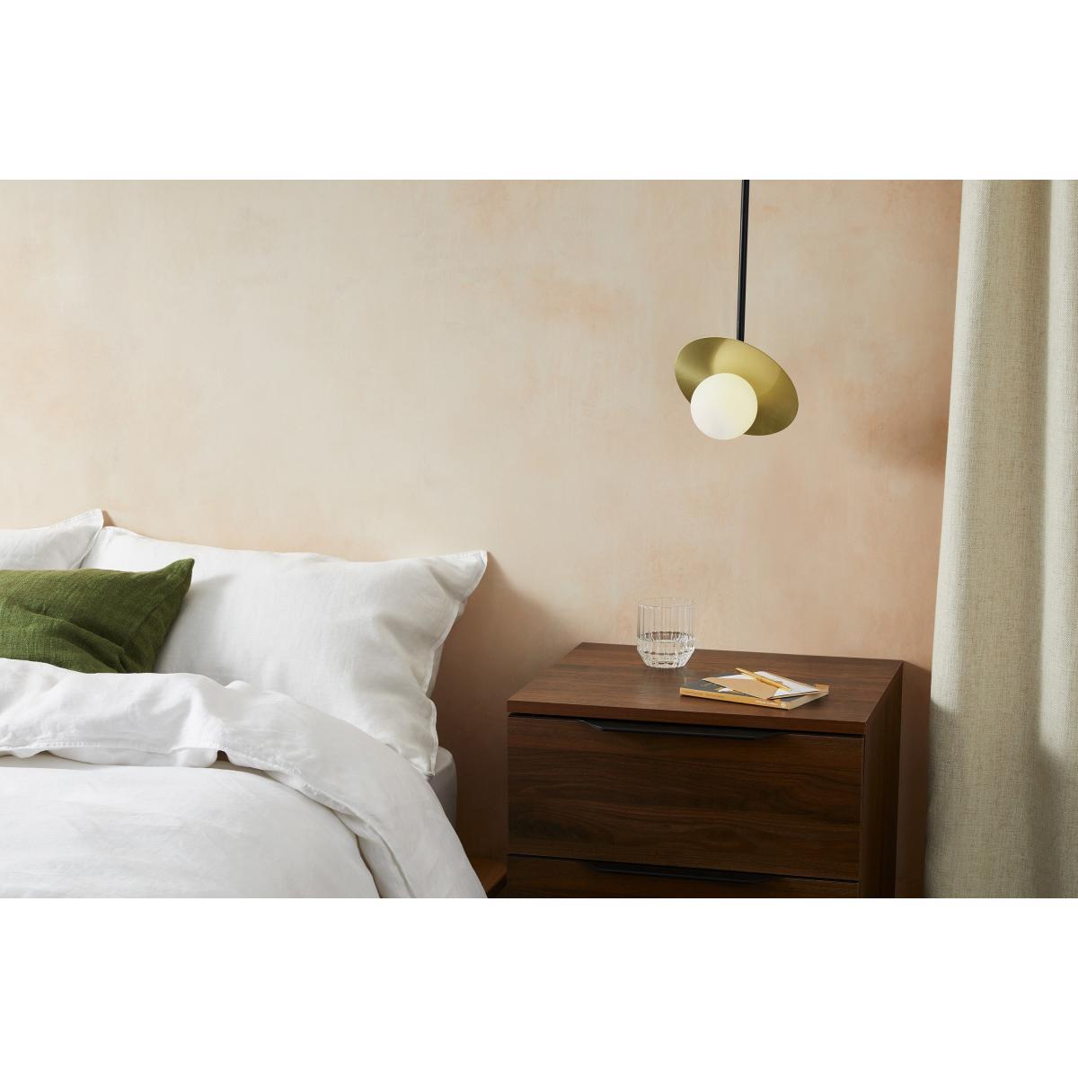 Amira Disc Pendant Lamp, Opal Glass & Brass – image 4