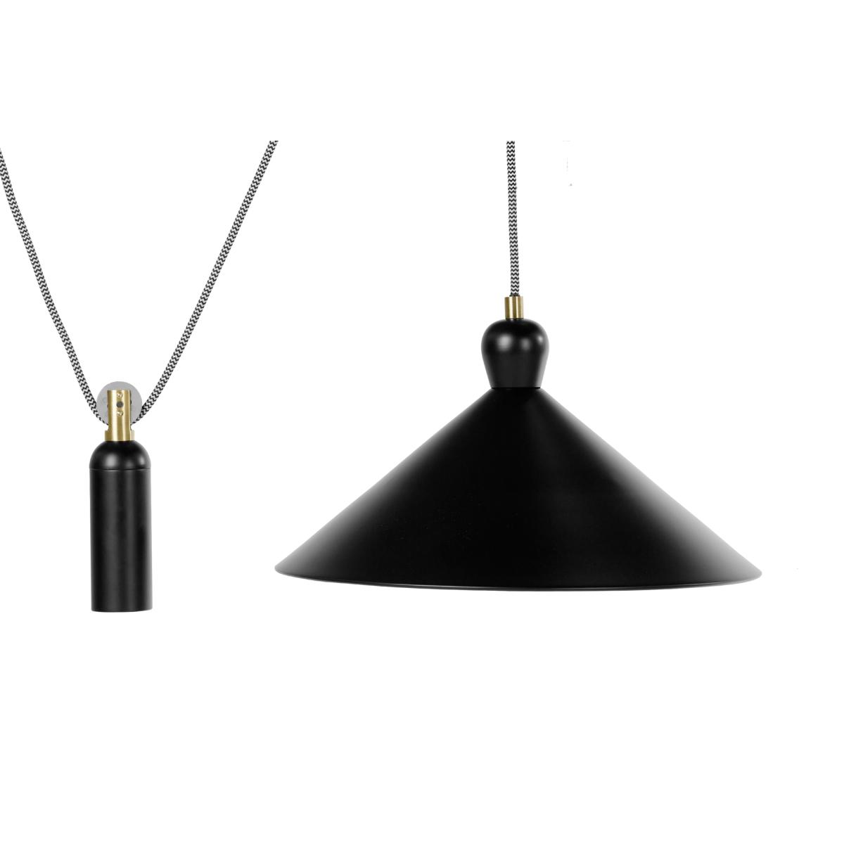 Ogilvy Rise and Fall Pendant, Matt Black and Antique Brass – image 2