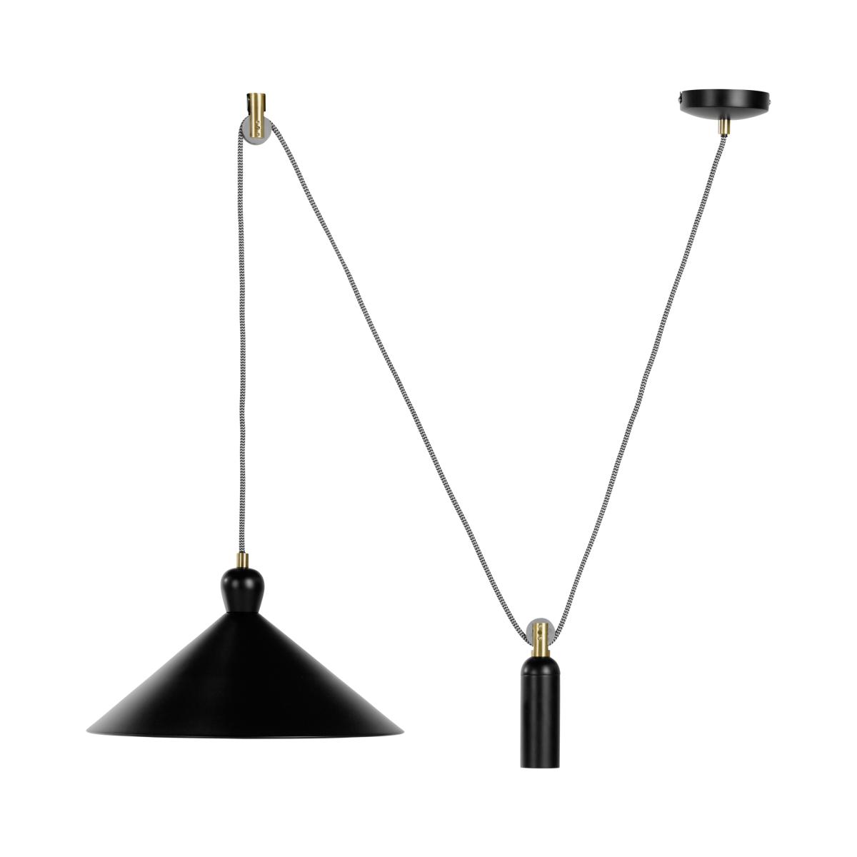 Ogilvy Rise and Fall Pendant, Matt Black and Antique Brass – image 6