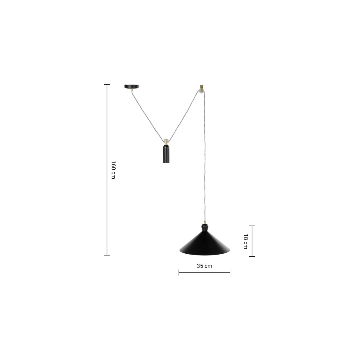 Ogilvy Rise and Fall Pendant, Matt Black and Antique Brass – image 9