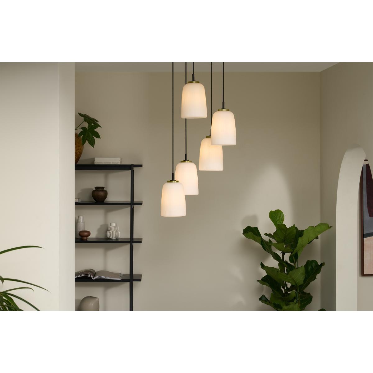 Ayala 5 Cluster Light, Black & Brass – image 3