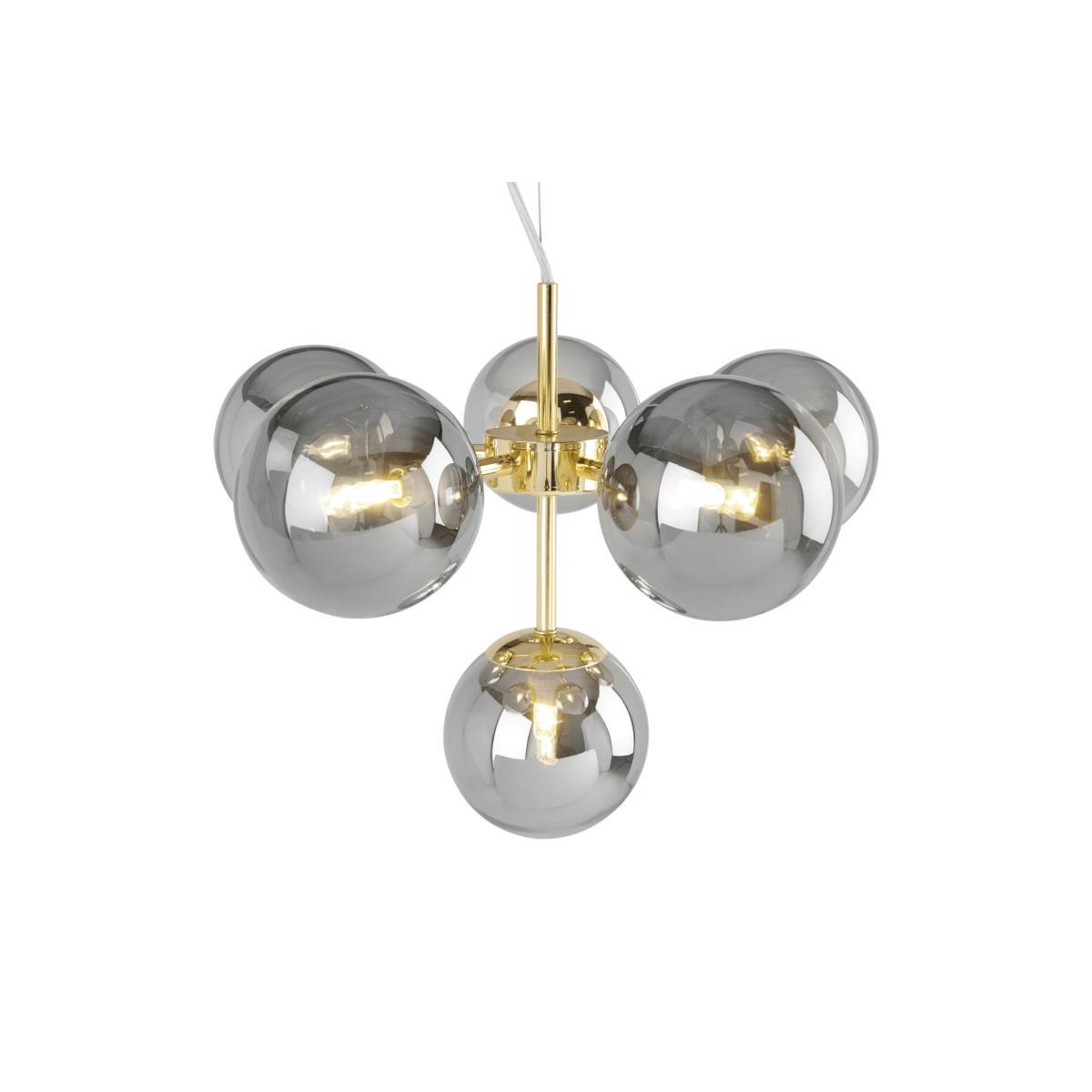 Globe Pendant Chandelier Small, Brass and Smoked Glass – image 6