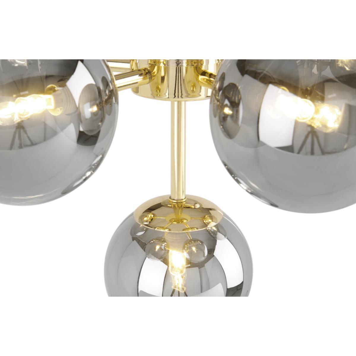 Globe Pendant Chandelier Small, Brass and Smoked Glass – image 7