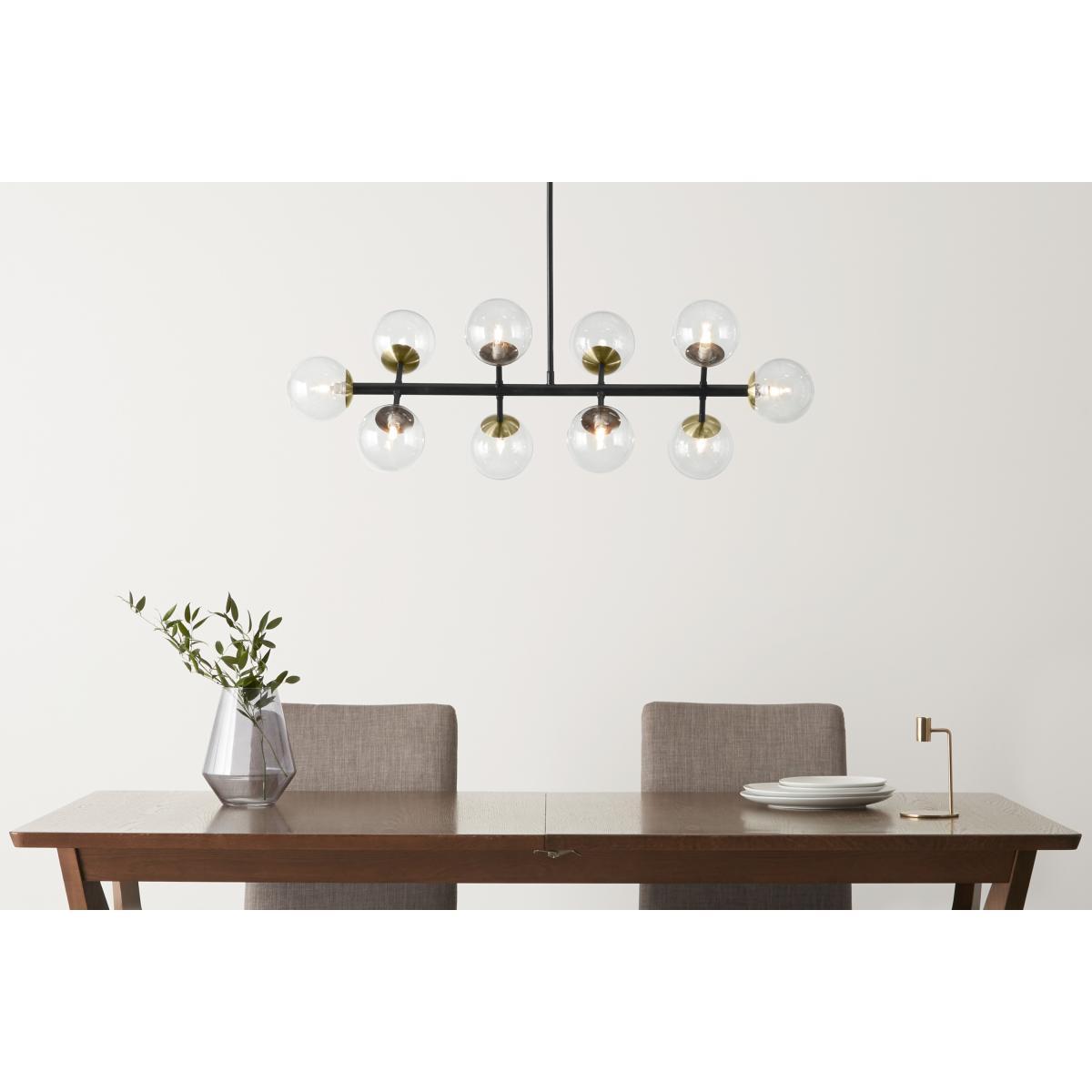 Globe Wide Pendant Chandelier, Black Antique Brass & Light Smoked Glass – image 2