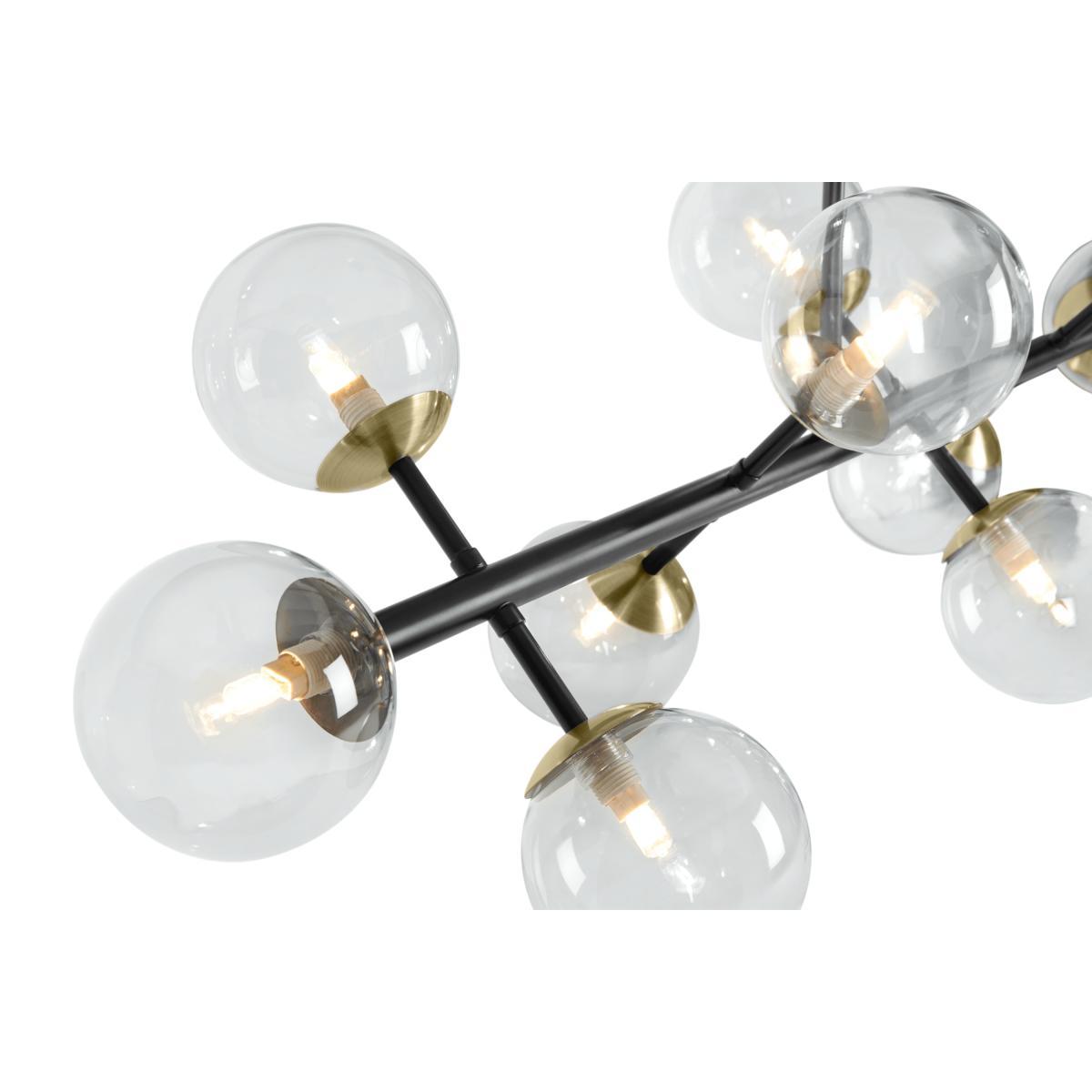 Globe Wide Pendant Chandelier, Black Antique Brass & Light Smoked Glass – image 3
