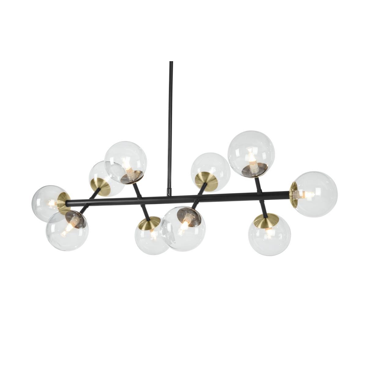 Globe Wide Pendant Chandelier, Black Antique Brass & Light Smoked Glass – image 4
