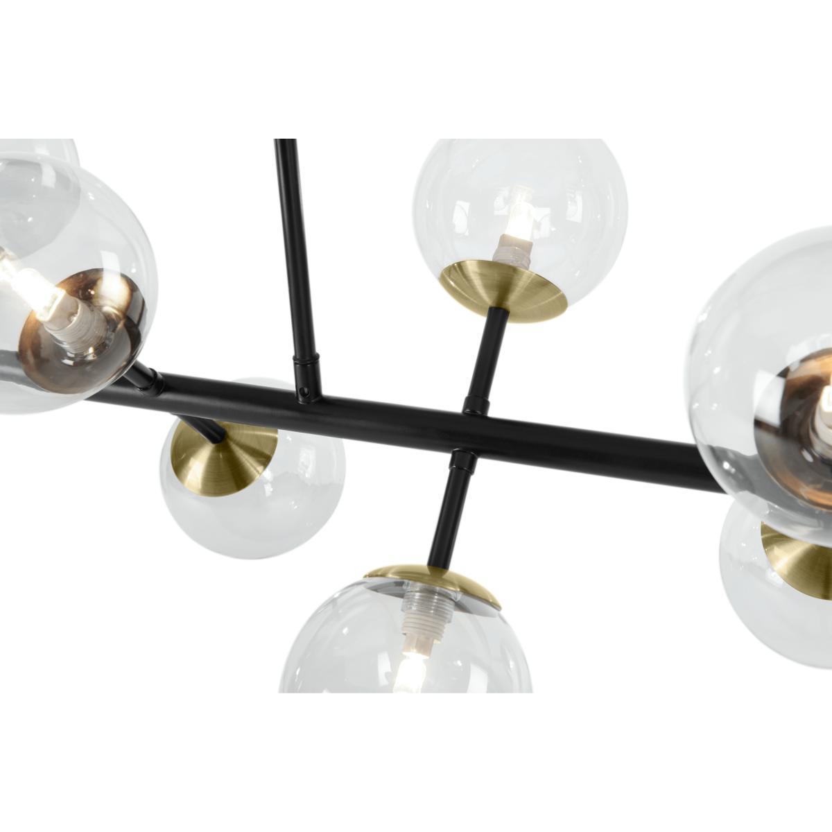 Globe Wide Pendant Chandelier, Black Antique Brass & Light Smoked Glass – image 5