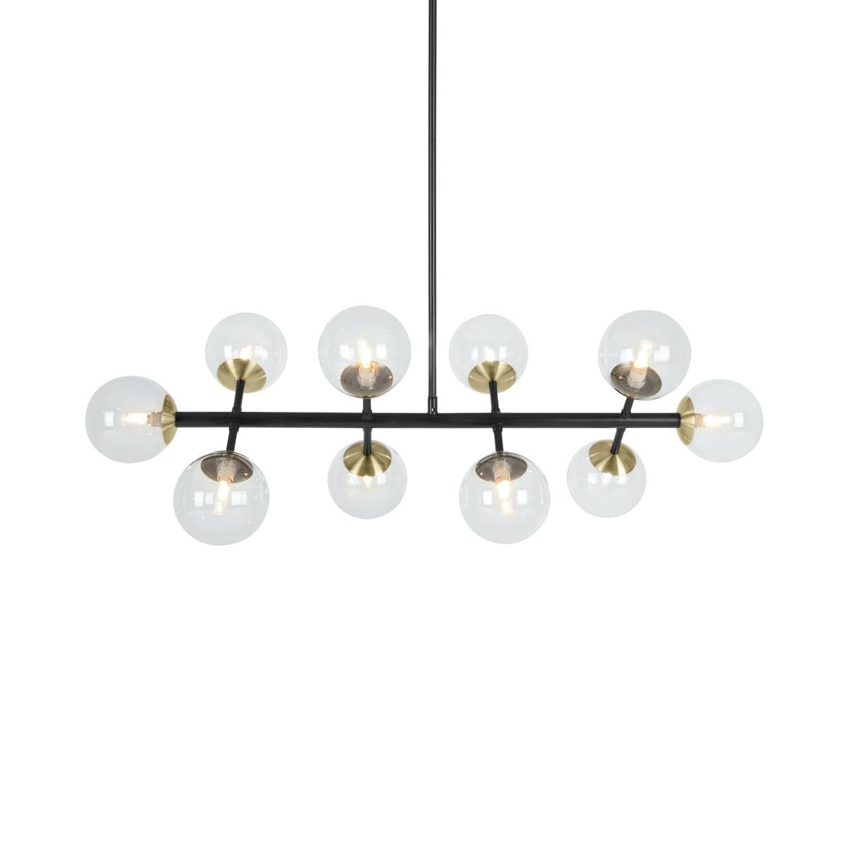Globe Wide Pendant Chandelier, Black Antique Brass & Light Smoked Glass – image 6