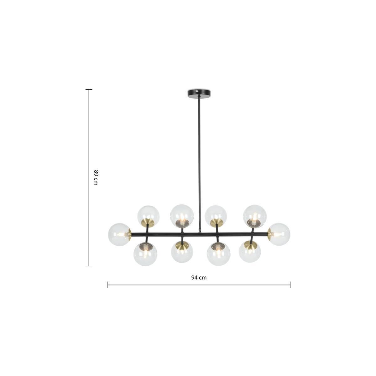 Globe Wide Pendant Chandelier, Black Antique Brass & Light Smoked Glass – image 7