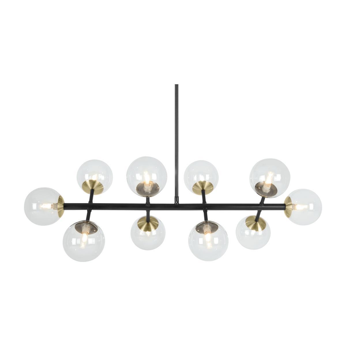 Globe Wide Pendant Chandelier, Black Antique Brass & Light Smoked Glass – image 1