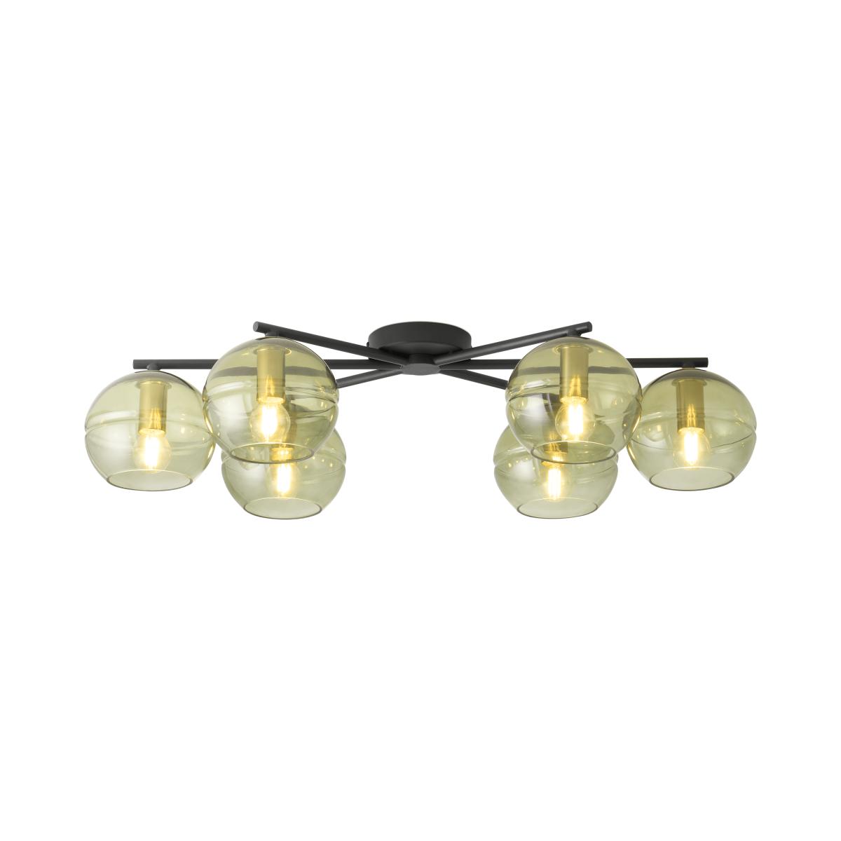 Mika Flush Light, Large, Green Glass & Black Metal – image 2