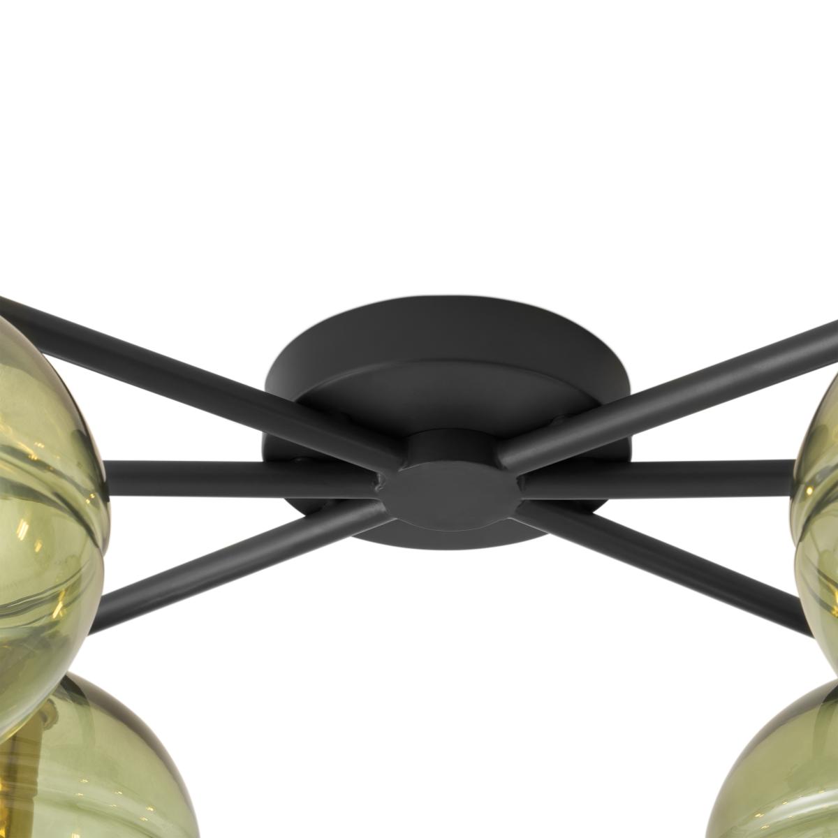 Mika Flush Light, Large, Green Glass & Black Metal – image 12
