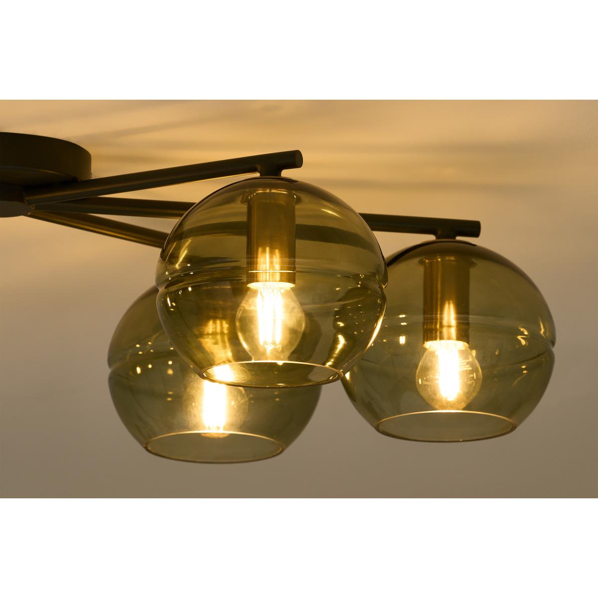 Mika Flush Light, Large, Green Glass & Black Metal – image 4