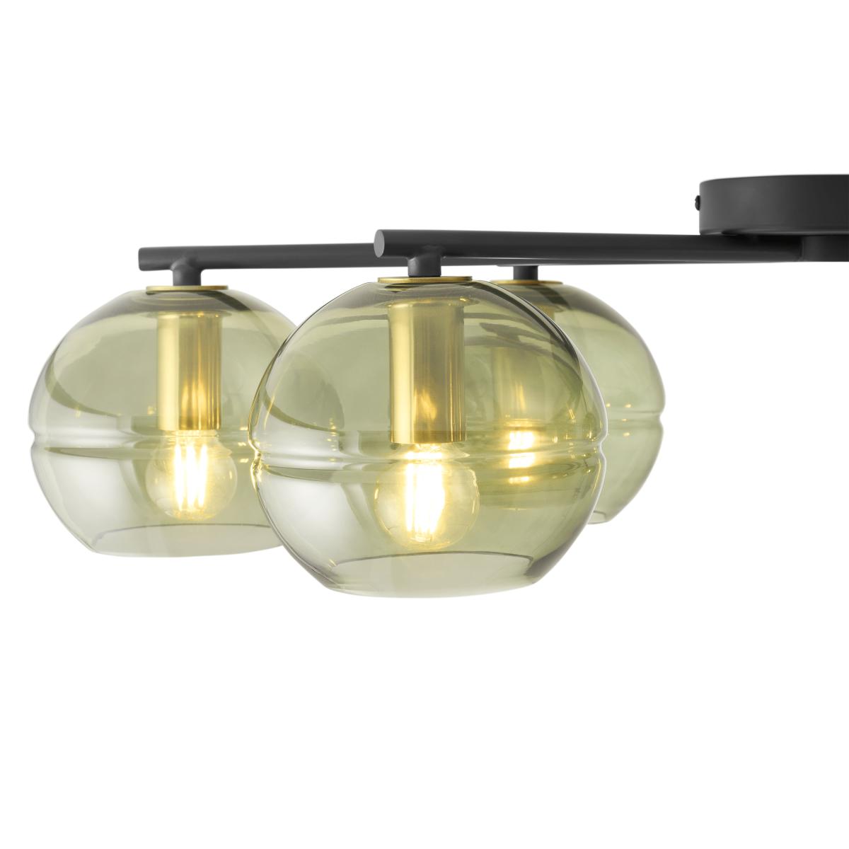 Mika Flush Light, Large, Green Glass & Black Metal – image 5