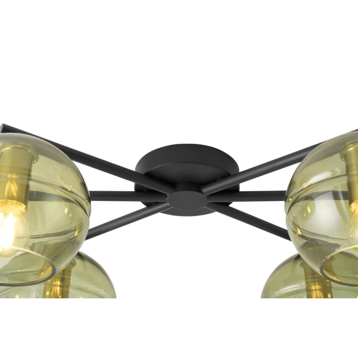 Mika Flush Light, Large, Green Glass & Black Metal – image 6