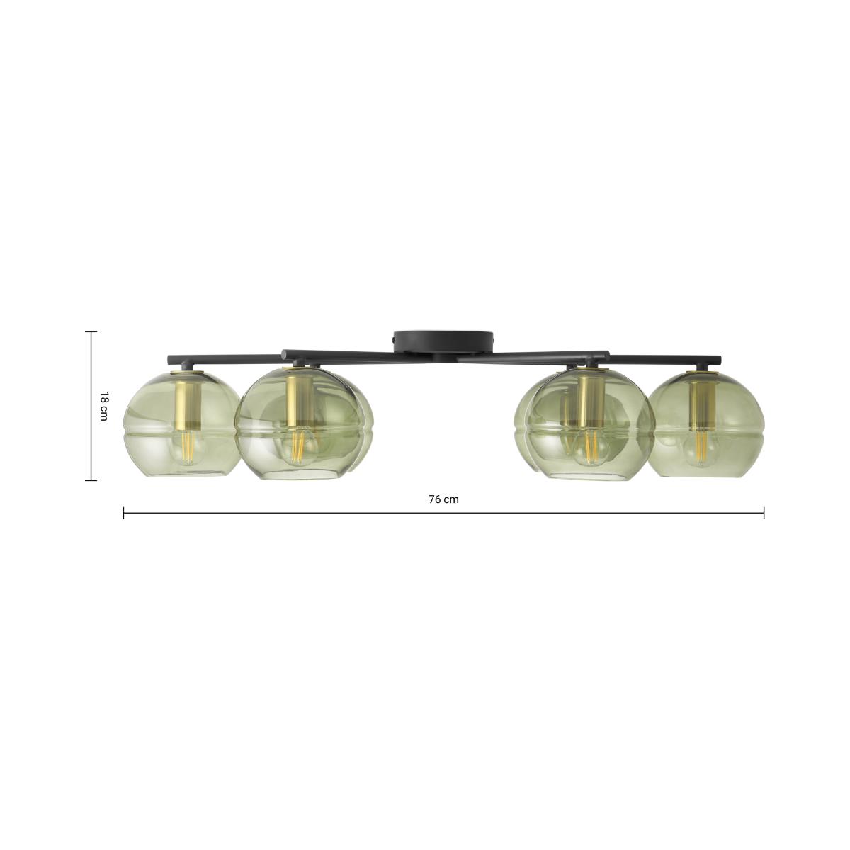 Mika Flush Light, Large, Green Glass & Black Metal – image 8