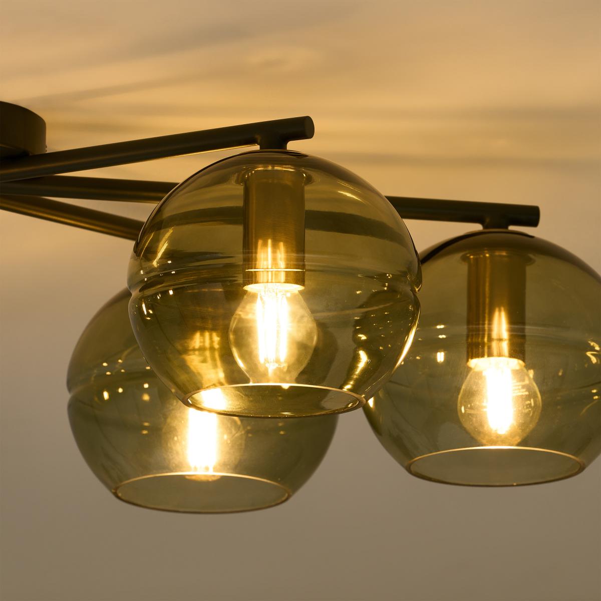 Mika Flush Light, Large, Green Glass & Black Metal – image 10