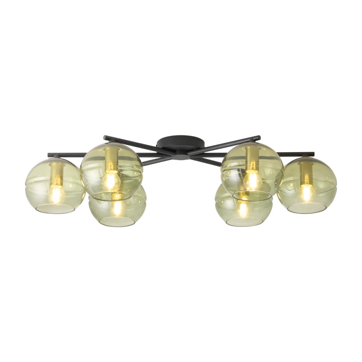 Mika Flush Light, Large, Green Glass & Black Metal – image 1