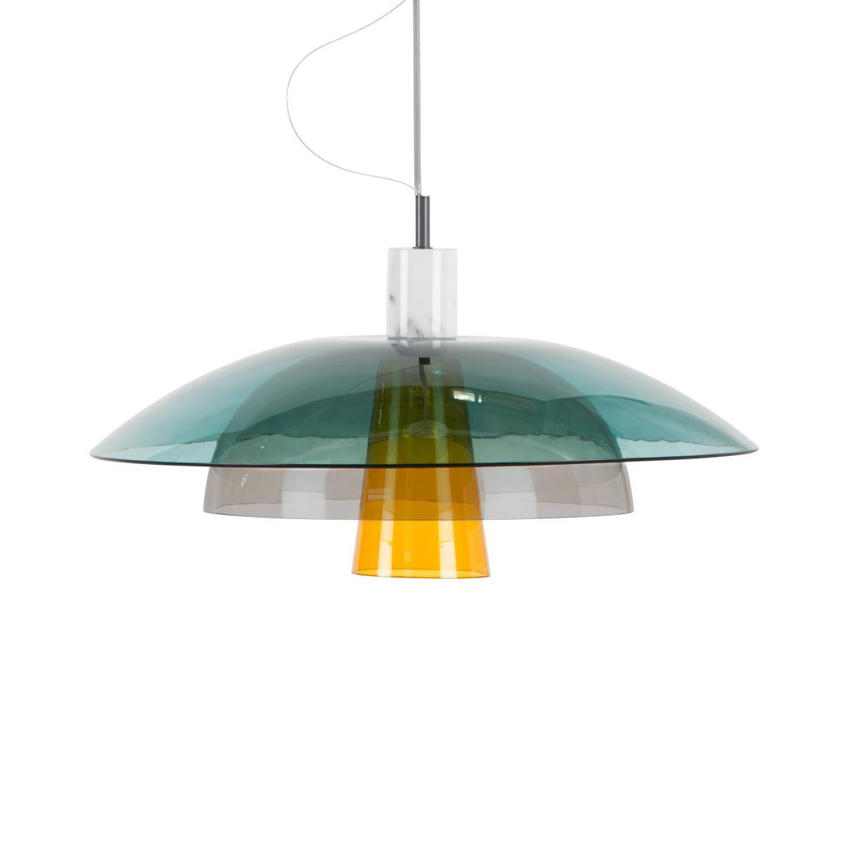 Lab Ceiling Pendant, Teal, Deep Grey and Mustard – image 2