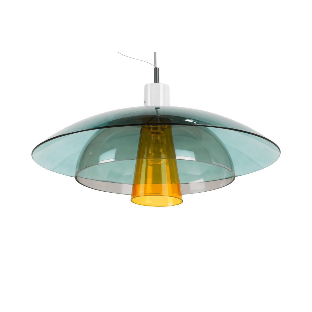 Lab Ceiling Pendant, Teal, Deep Grey and Mustard – image 3
