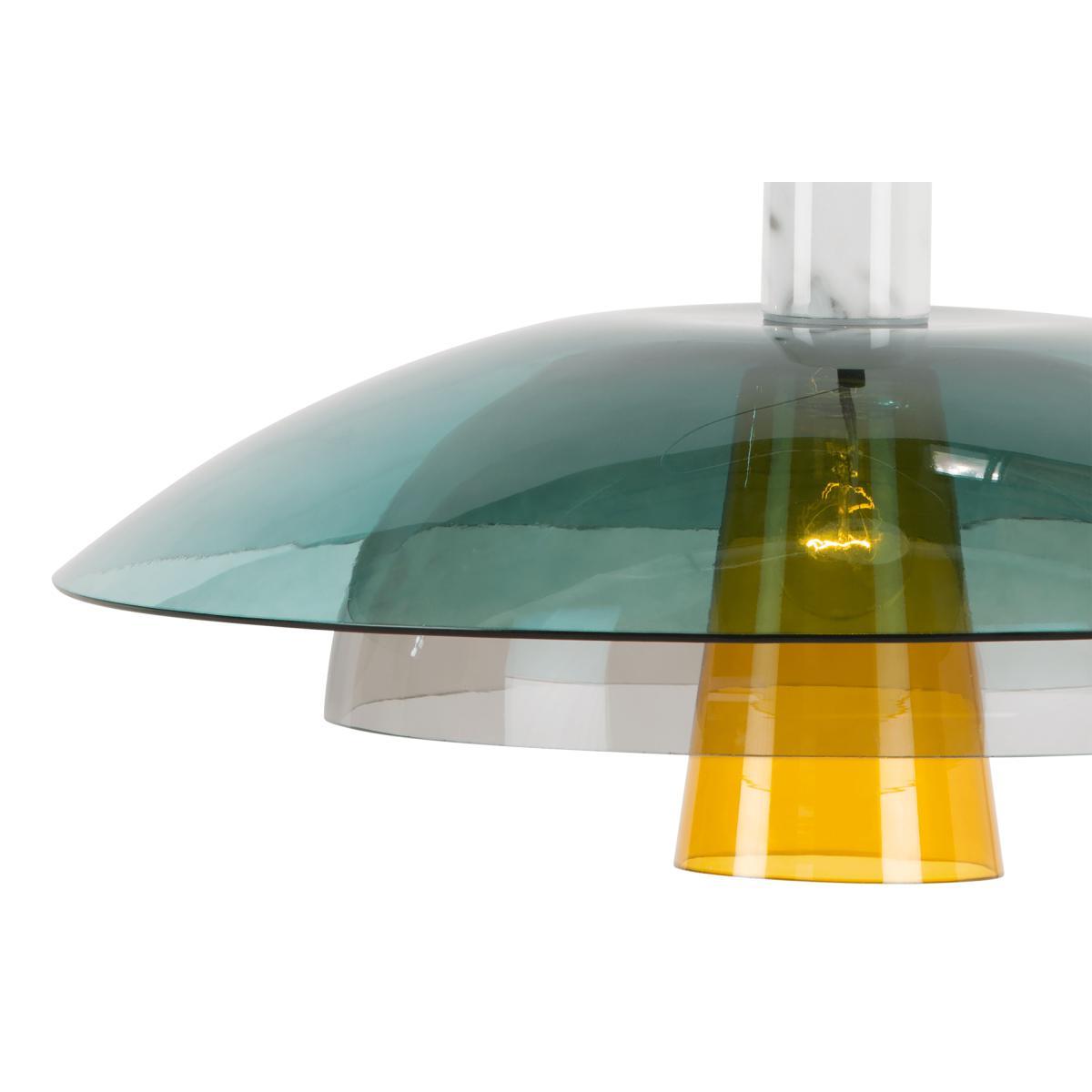 Lab Ceiling Pendant, Teal, Deep Grey and Mustard – image 7