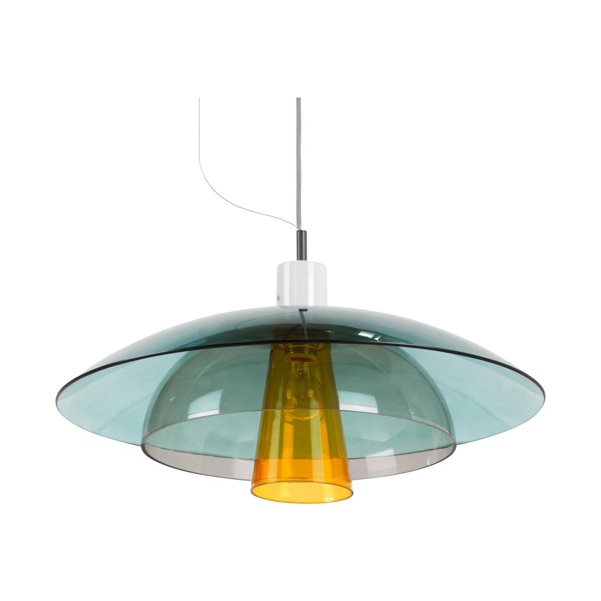 Lab Ceiling Pendant, Teal, Deep Grey and Mustard – image 1
