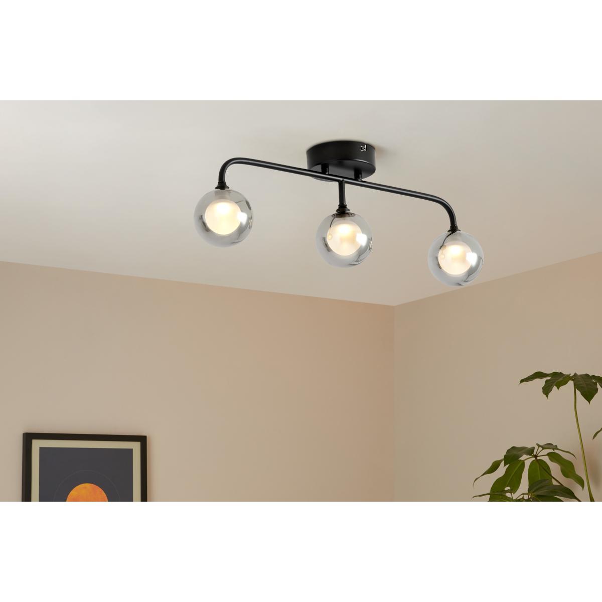 Masako LED 3 Light Bar Ceiling Lamp, Smoked & Opal Glass – image 3